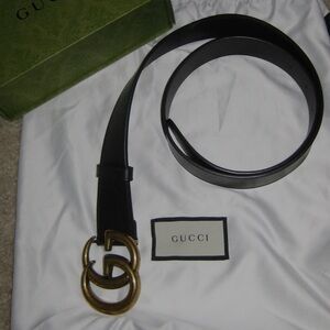 Gucci Brown Leather Belt with Vintage Gold Buckle